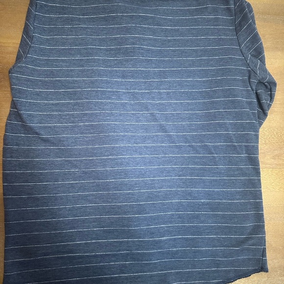 Marine Layer Blue Long Sleeve Tee with Striped Pattern and Henley Neckline - Picture 8 of 8